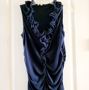 Cabi navy ruffled top